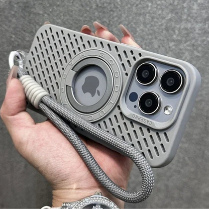 【折りたたみリングスタンド】耐衝撃 iPhoneケース ロープストラップ付き  落下防止 スポーツ風デザイン シリコンケース ｜iPhone対応 #250410