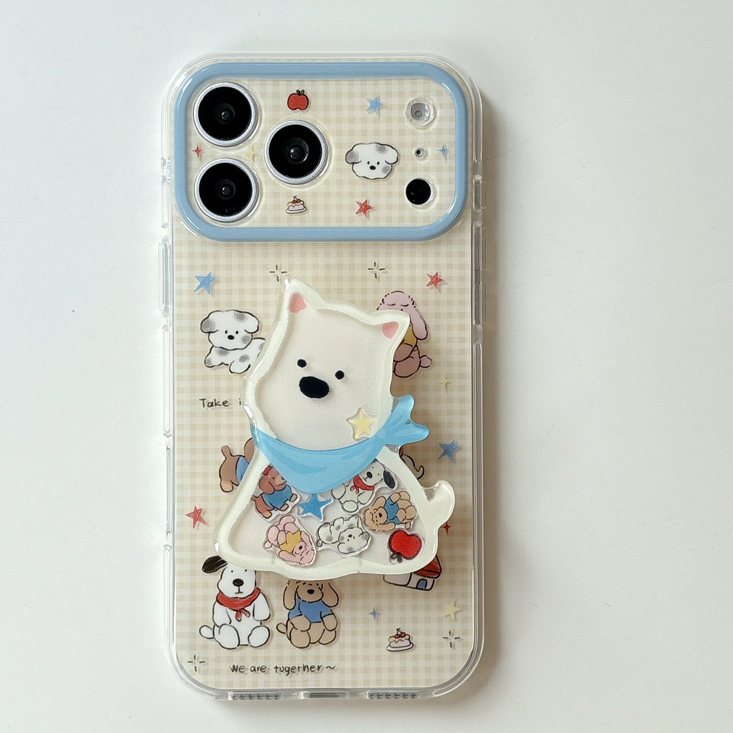 ゆるかわアニマル 犬 ウエスティ ホワイトテリア 立体グリップ付き iPhoneケース｜韓国風・落下防止 #231203