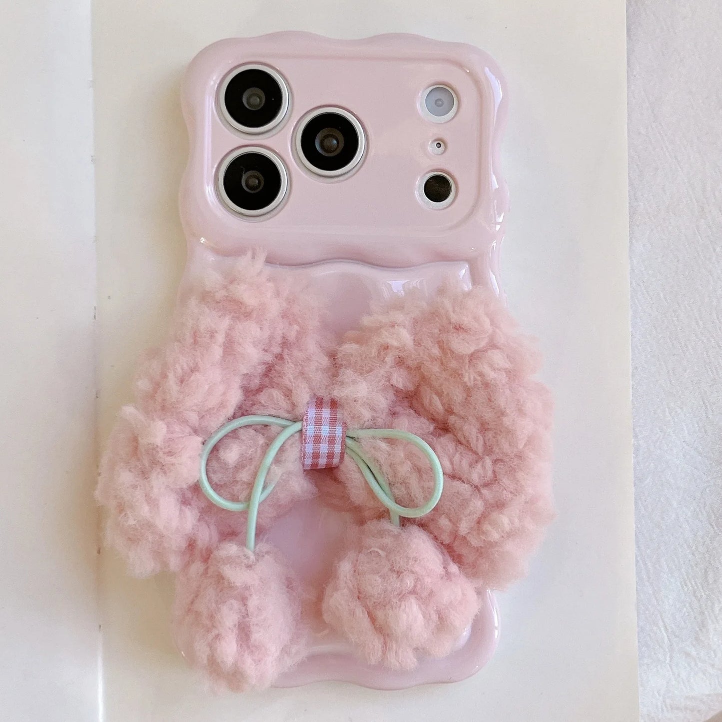 もこもこリボン パステルカラー iPhoneケース #240505