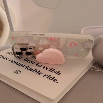 【立体ハートグリップ】パステルカラー キラキラ グリッターケース｜iPhone対応 #250504