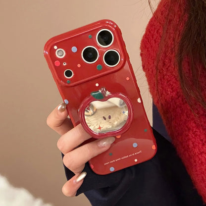アップル カラフルドット iPhoneケース｜ミラーグリップ・赤・ポップ #260006