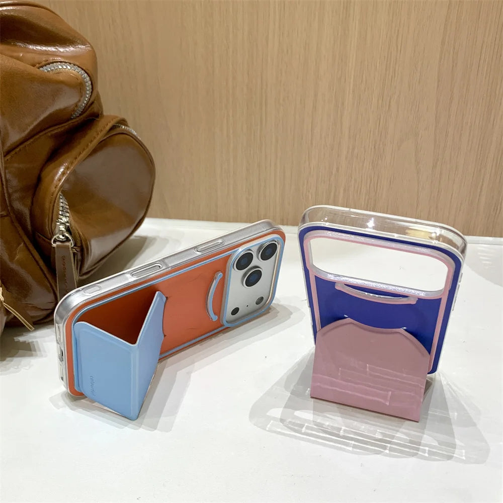 【折りたたみスタンド 】カラフルバイカラー スマホケース｜iPhone対応 #240621