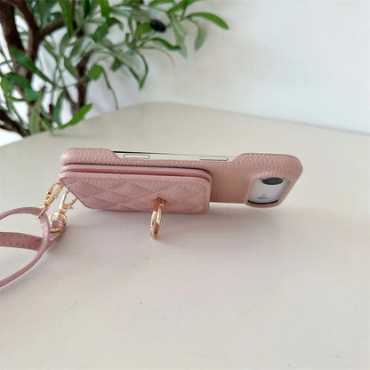 【キルティングシリーズ】カード収納付き ショルダー付き キルティング調 スマホケース｜iPhone対応 #251117