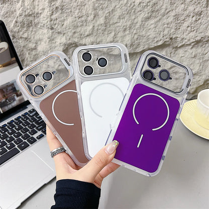 カメラカバー スタンド付き Magnet内蔵 クリアカラー iPhoneケース #240327