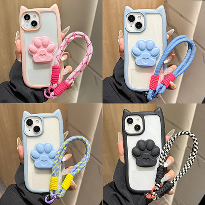 【アニマルシリーズ】肉球デザイン付き ストラップ付き可愛いスマホケース｜iPhone対応 #250923