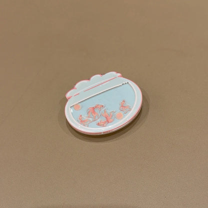 開運 鯉模様 金魚鉢 グリップ付き iPhoneケース｜クリアデザイン #240516