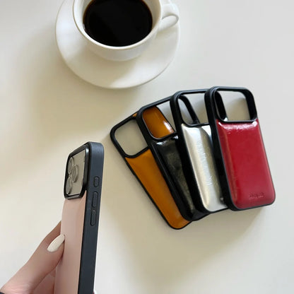 【メタリックレザー】高見えレザー風デザイン スマホケース｜iPhone対応 #250110