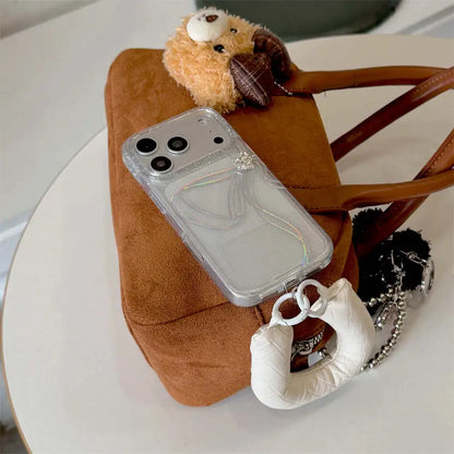 【クリアラメグリッター】リボンモチーフ クリアスマホケース｜iPhone対応 #240625