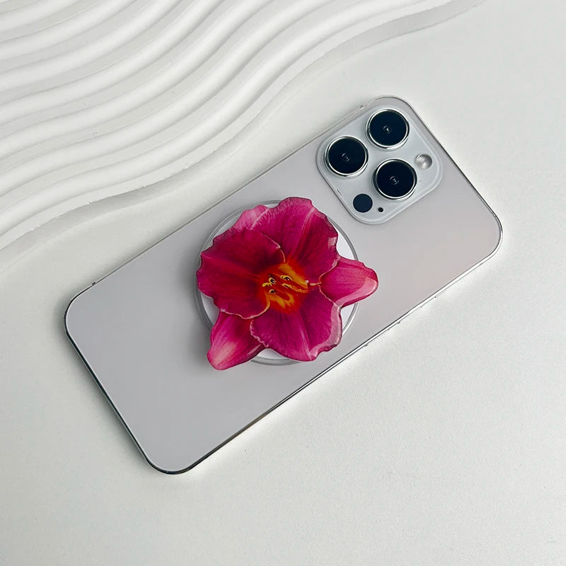 【スマホグリップ】オーキッドフラワー 蘭の花 ポップソケット｜Magnet対応 #241031