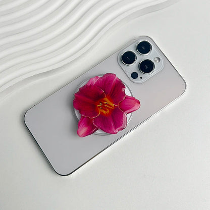 【スマホグリップ】オーキッドフラワー 蘭の花 ポップソケット｜Magnet対応 #241031