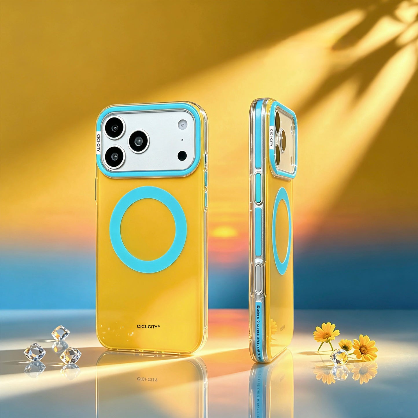 コントラストカラー Magnet内蔵 クリアケース iPhoneケース｜鮮やかカラー・シンプルデザイン #260035