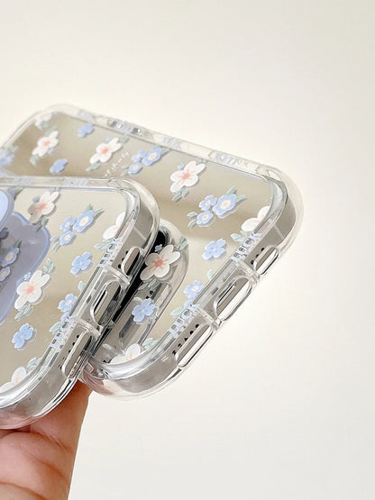 【ミラーデザイン】パープルフラワー 小花柄 デザイン スマホケース｜iPhone対応 #250626