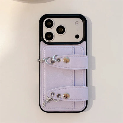 ベルト・キーチャームデザイン iPhoneケース 全4色 トレンド・ガーリー・フェミニン  #261147