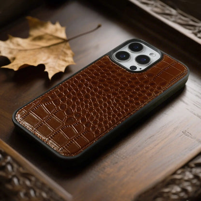 【本革シリーズ】クロコ型押し 本革プレミアムケース｜iPhone対応 #240920