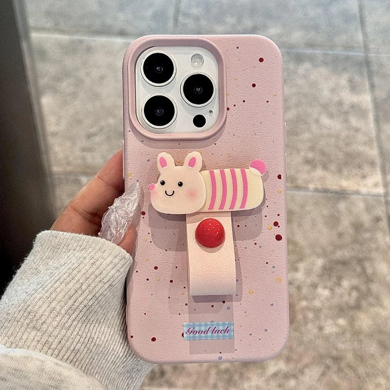 キャラクターベルト付き iPhoneケース｜動物・パステル・可愛い #261060