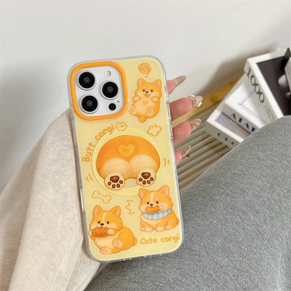 コーギーおしり 犬 グリップ付き iPhoneケース｜韓国風・立体デザイン #231213