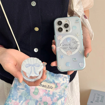 【貝殻モチーフ×夏の海デザイン】シェル＆スターフィッシュ付きクリアケース｜iPhone対応 #250514