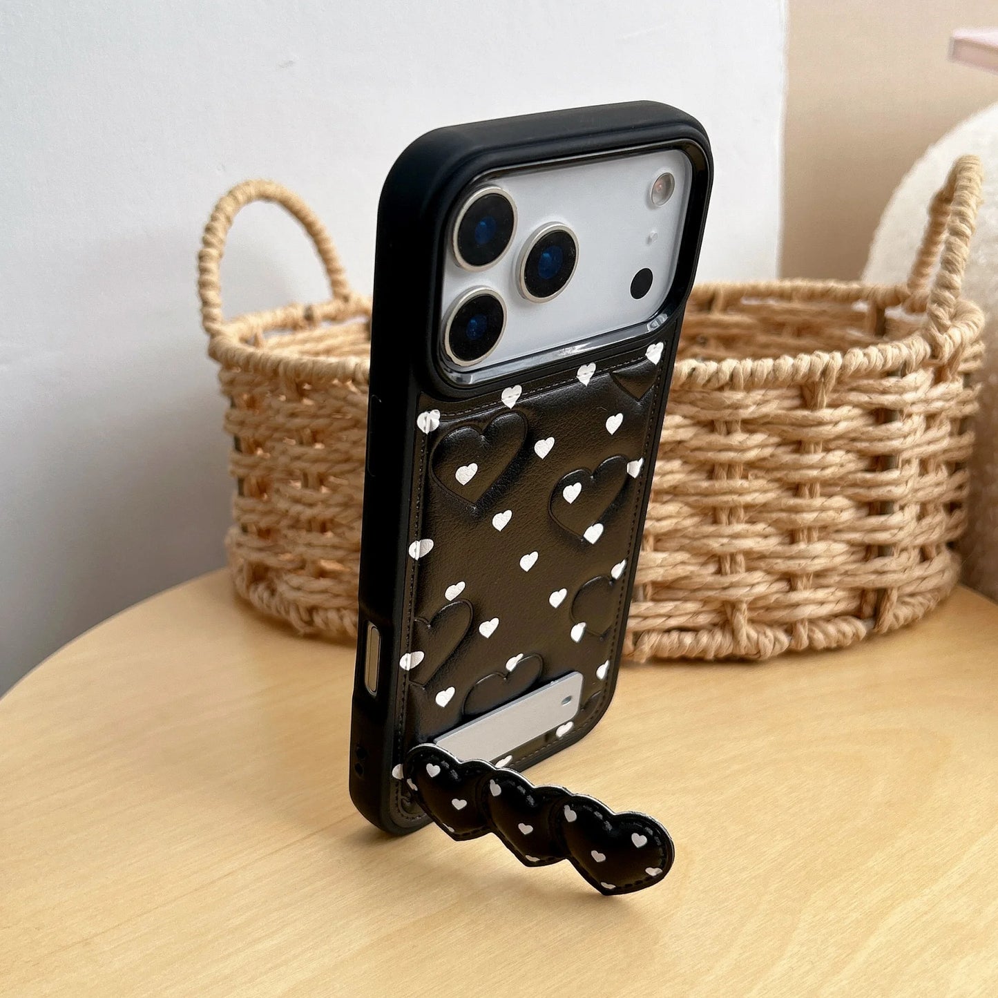 【ハートベルト】キルティング クリップスタンド付き スマホケース｜iPhone対応 #260204