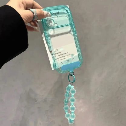 キャンディカラー クリア ビーズストラップ付き iPhoneケース｜ちゅるん・透明感 #261251