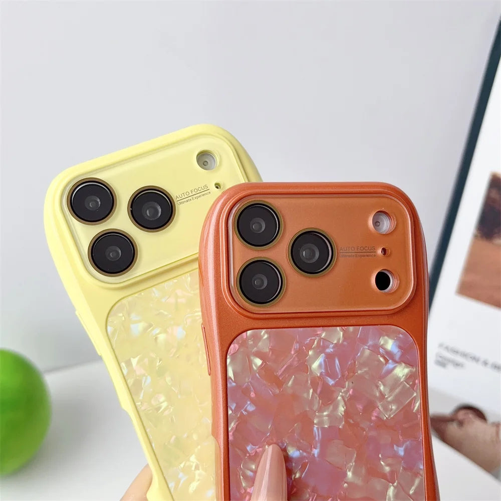 【選べる全7色】貝殻風シェル模様 iPhoneケース｜エレガント・きらびやか風 スマホケース #261021