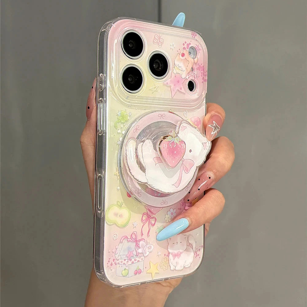 キャットグラデーションマグネット内蔵 iPhoneケース (ケースのみ ・ グリップのみ ・ ケース+グリップ) トレンド・スイート　#261209
