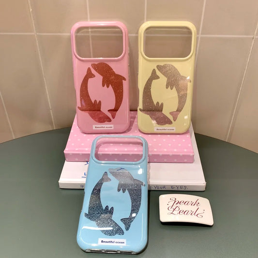 パステルカラー ドルフィン ラメ入り iPhoneケース｜淡色・大人かわいい　#260064