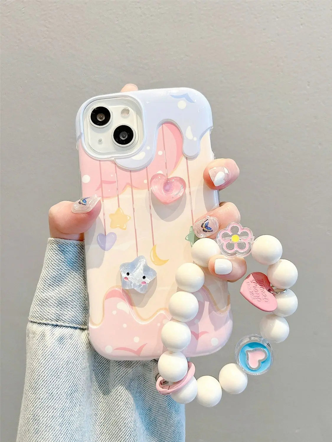 【パステルカラー】とろけるミルキーデザイン ボールストラップ付き スマホケース｜iPhone対応 #251004