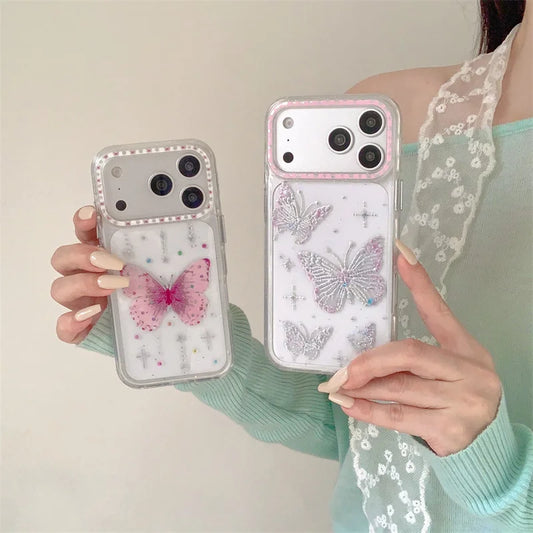 バタフライ グリッター iPhoneケース｜韓国Y2K・蝶モチーフ・キラキラデザイン #230822