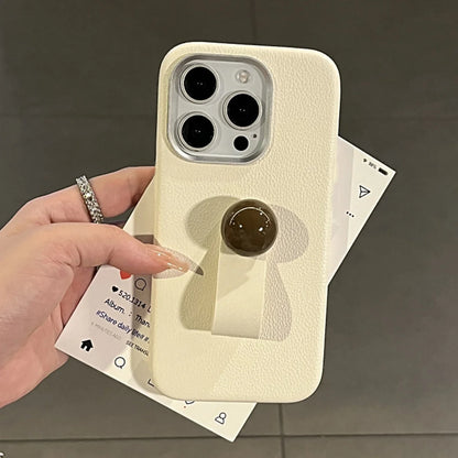 【マーブルボールスタンド】上質レザー調シンプルケース｜iPhone対応 #250716