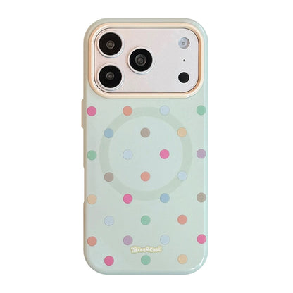 【マグネット内蔵】スターモチーフグリップ付きドット柄 iPhoneケース カラフル PCA #261216