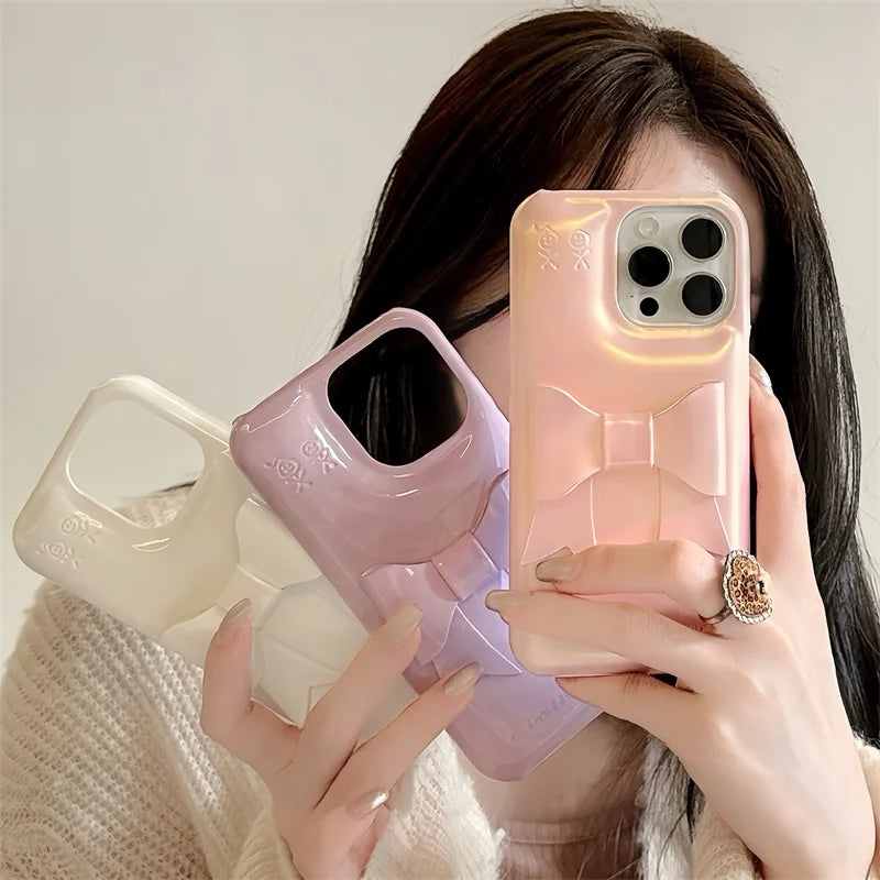 【艶めく光沢×立体リボン】大人ガーリーな3Dデザインケース｜iPhone対応 #250508