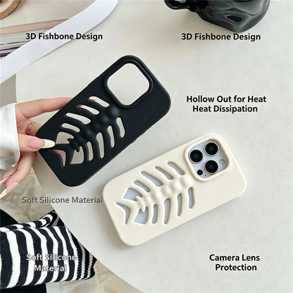 3Dフィッシュボーン 立体透かしデザイン シリコン iPhoneケース｜個性派 #260044
