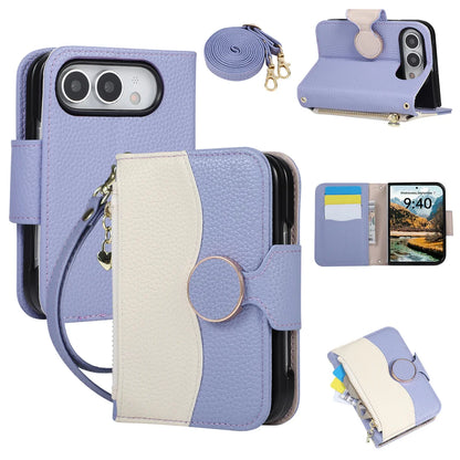 iPhone Duo 折りたたみウォレット型 カード収納 ショルダーストラップ付き バイカラーケース｜大人かわいい・高見え #261225