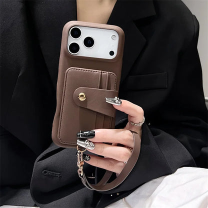 【カードポケットストラップ】多機能 PUレザー調 スマホケース｜iPhone対応 #250317