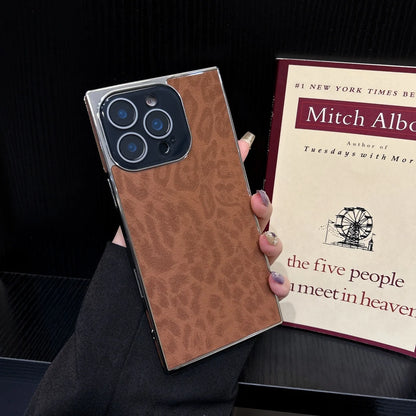 【スクエアシリーズ】 ヒョウ柄 レオパード メタリックフレーム スクエア スマホケース｜iPhone対応 #250815