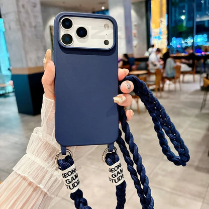 【ショルダーシリーズ】シリコン素材 シンプルデザイン ロープストラップ付きスマホケース｜iPhone対応 #251206