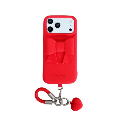 ビッグリボン ストラップ付き シリコン iPhoneケース #260617