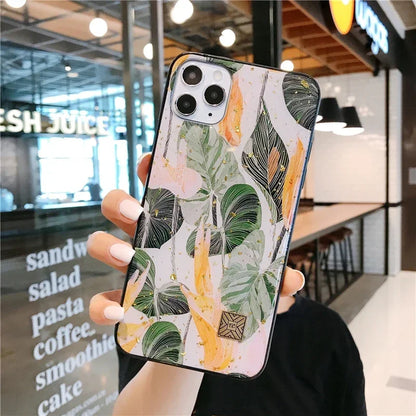 【ボタニカルアート】水彩フルーツ＆リーフ柄 スマホケース｜iPhone対応 #250619