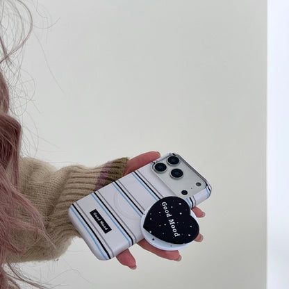 ハートグリップ Magnet内蔵 ボーダー iPhoneケース #240504