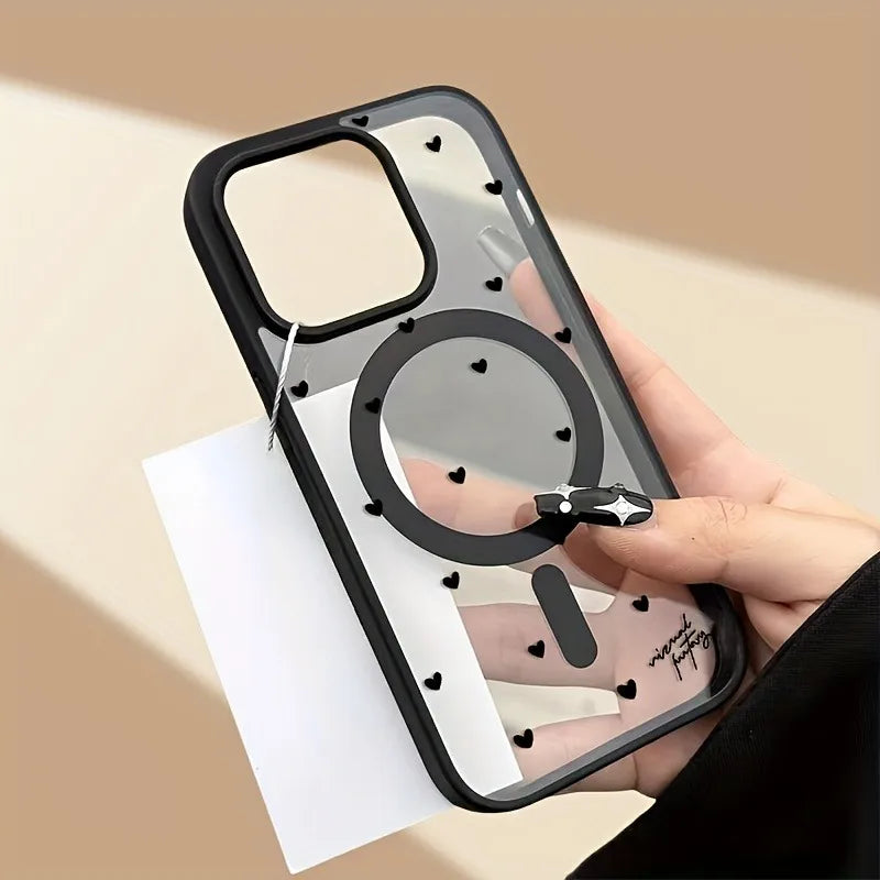 ハートドット クリア iPhoneケース｜クリアケース・Magnet内蔵 #240221