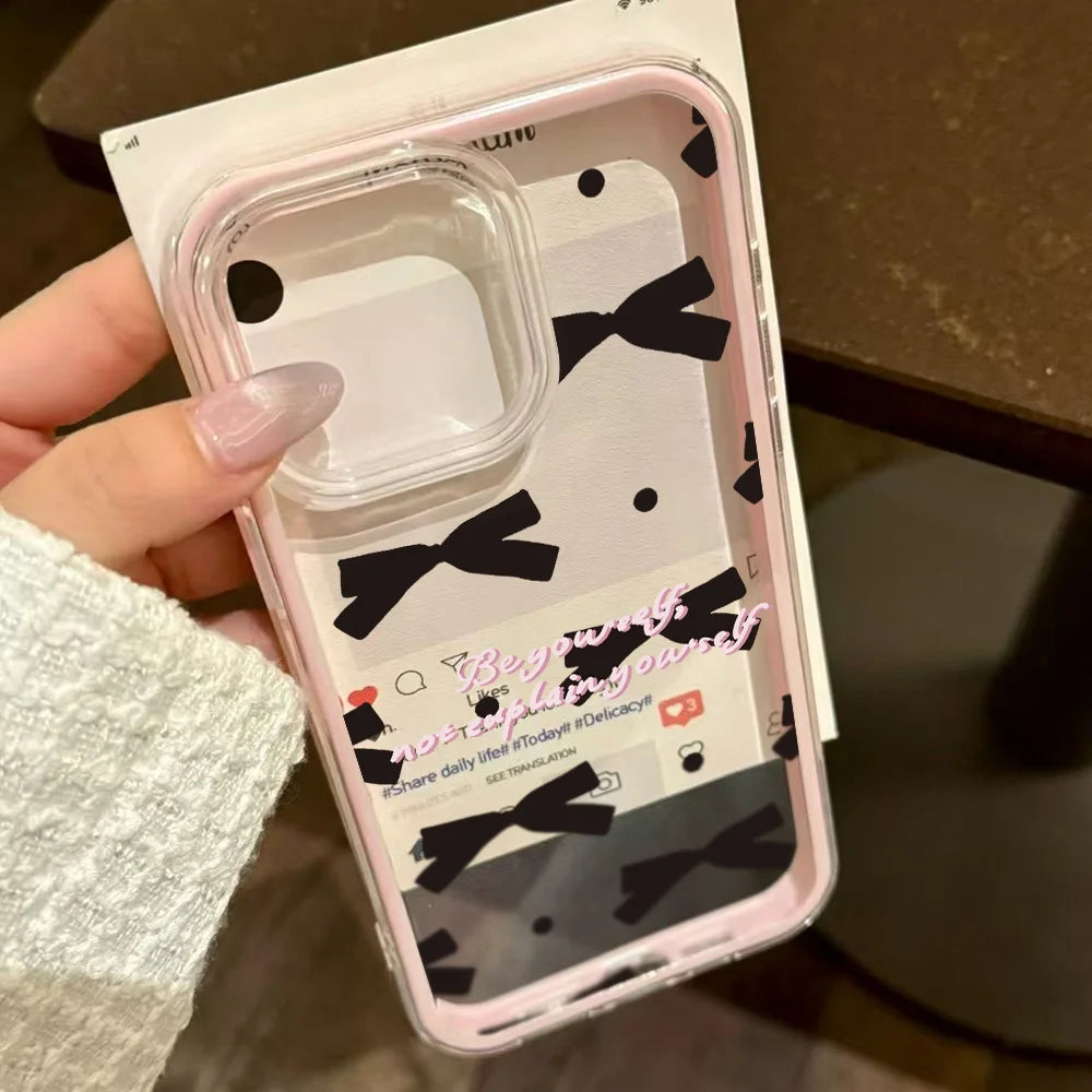 【リボンクリア】水玉 ドット ガーリーボウ×クリアデザイン スマホケース｜iPhone対応 #250116