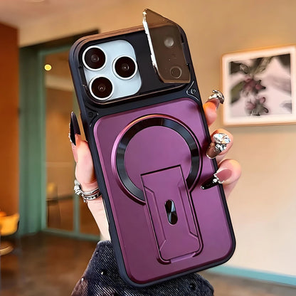 マグネット内蔵 折りたたみリングスタンド付き iPhoneケース (全7色) メタリック・アクセント #261217