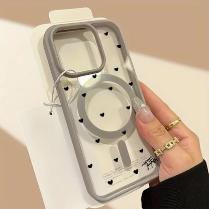 ハートドット クリア iPhoneケース｜クリアケース・Magnet内蔵 #240221