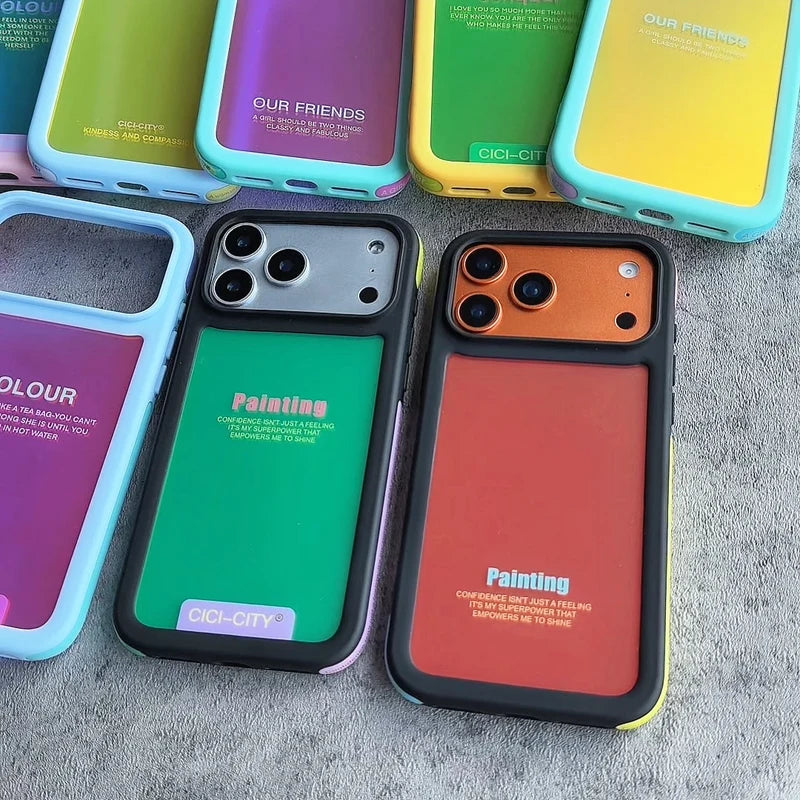 【ネオン メタリック カラー】ラバーフレーム スマホケース｜iPhone対応 #250128