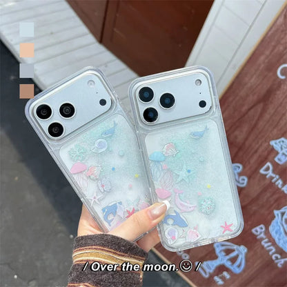 流れるマリンモチーフ ラメ iPhoneケース｜シェル・海モチーフ #230827