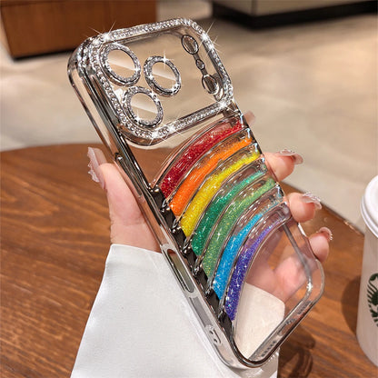 【グリッターレインボー】七色アーチ × クリアキラキラケース｜iPhone対応 #240908
