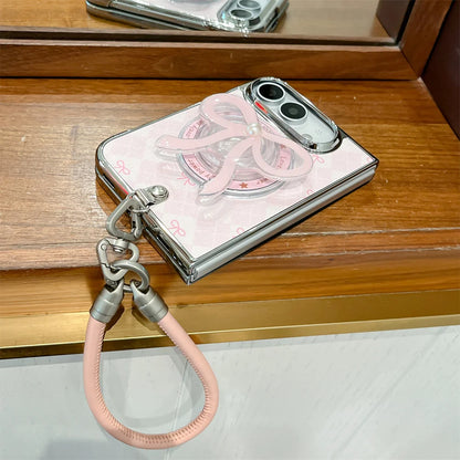 iPhone Duo リボングリップ ストラップ付き Magnet内蔵 iPhoneケース 淡色｜ピンク・ガーリー #261247
