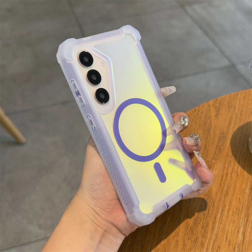 【Galaxy対応】透け感が可愛いパステルカラー マグネット対応 ケース ｜クリア・アクティブ風  #261030