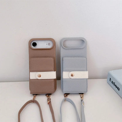 【カードポケットシリーズ】ストラップ付き 多機能PUレザー スマホケース｜iPhone対応 #251212