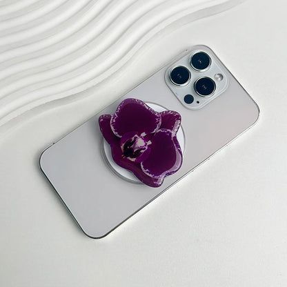 【スマホグリップ】オーキッドフラワー 蘭の花 ポップソケット｜Magnet対応 #241031